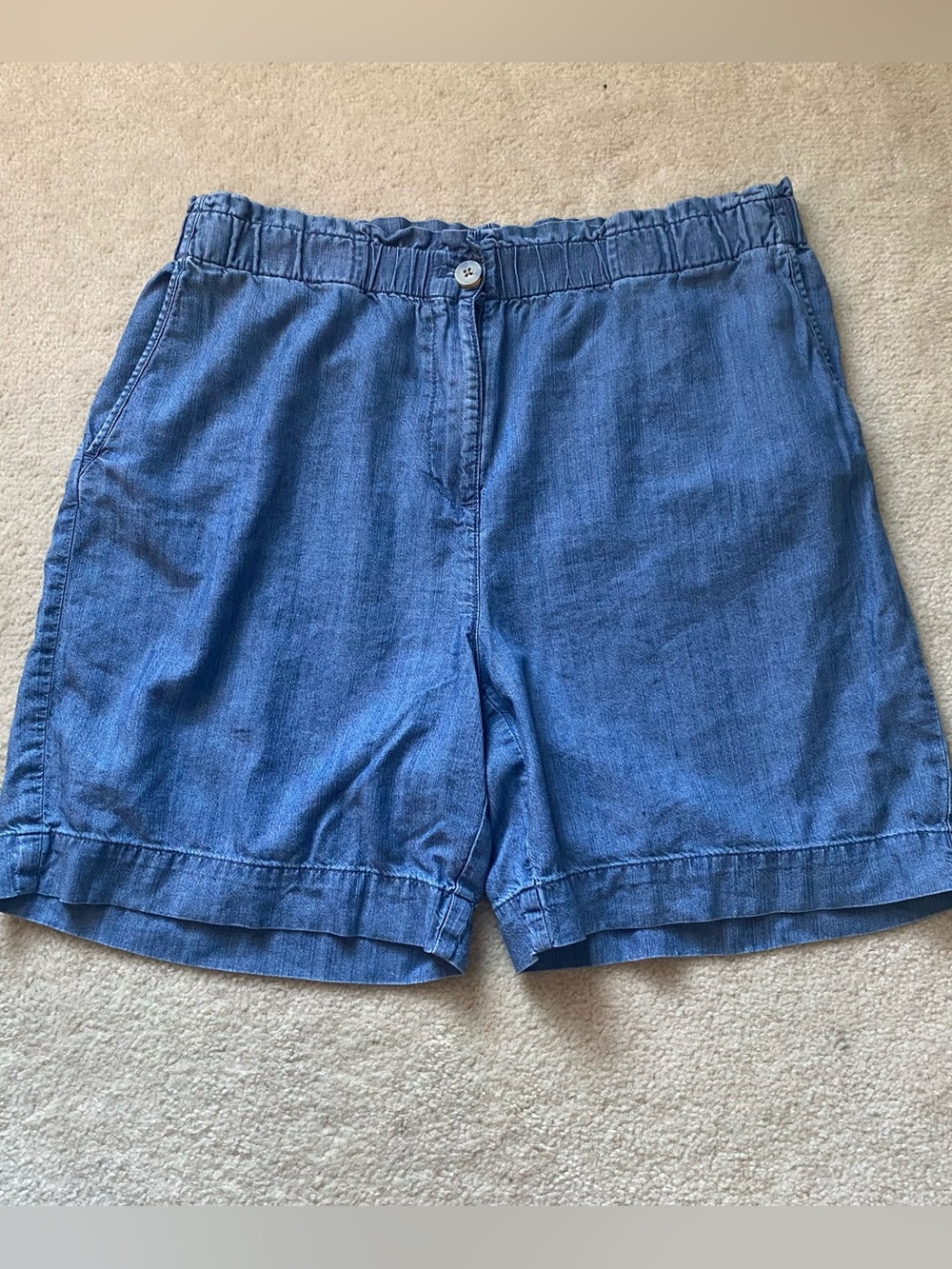 J. Jill Denim Shorts Blue Cotton Tencel Lyocell Paperbag Waist Size Medium
